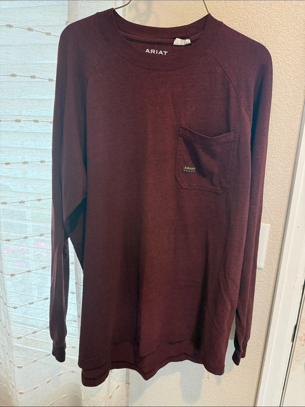 Ariat Rebar Men's Long Sleeve Pocket Tee - Maroon